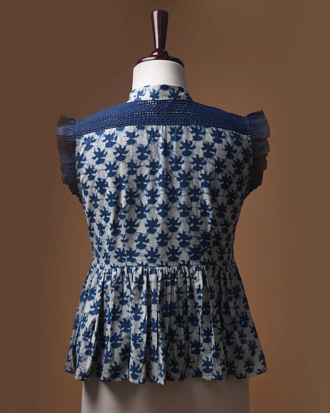 Indigo Ready To Wear Pure Cotton Hand Block Printed Peplum Top
