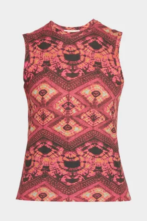 Ines Sleeveless Printed Top in Wild Rose