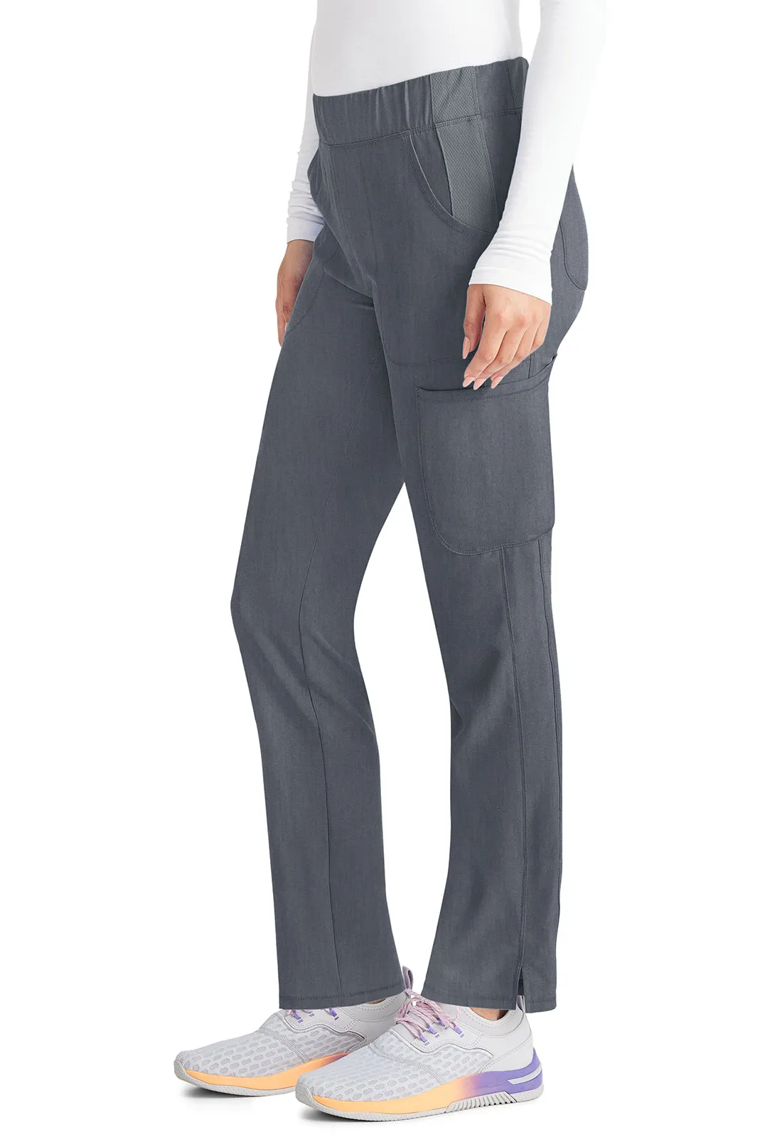 Inspira Flex IP121A Mid Rise Pull-On Straight Leg Cargo Pants Heather Pewter