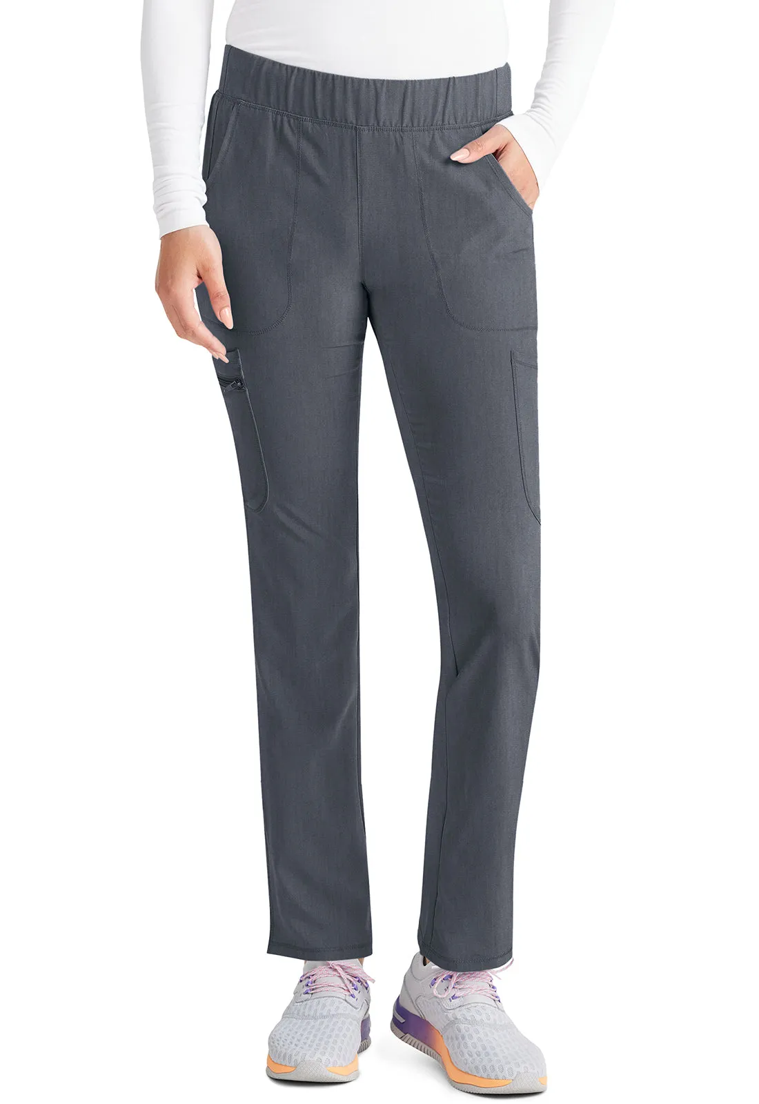 Inspira Flex IP121A Mid Rise Pull-On Straight Leg Cargo Pants Heather Pewter