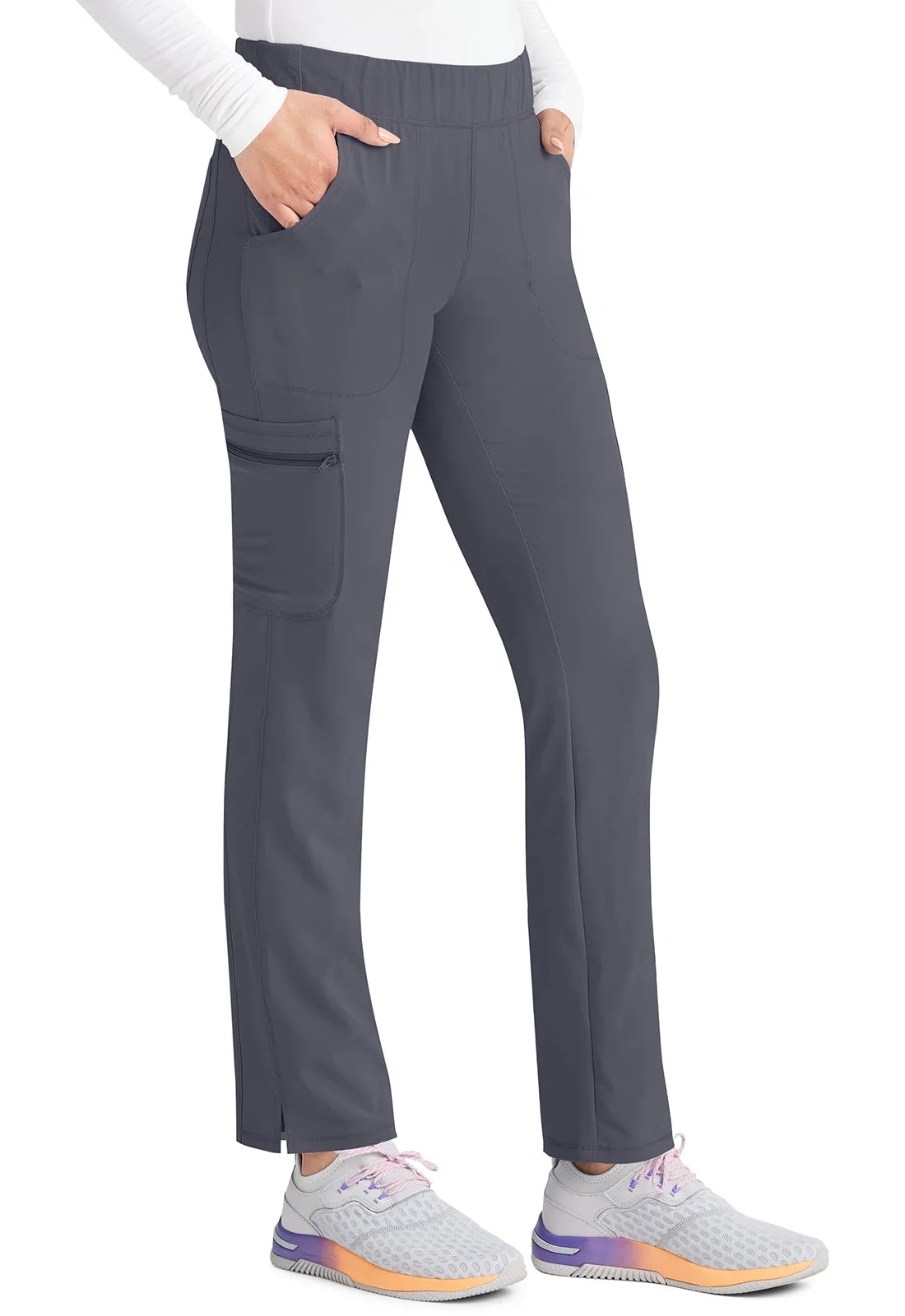 Inspira Flex IP121A Mid Rise Pull-On Straight Leg Cargo Pants Pewter