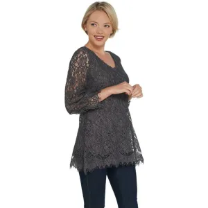 Isaac Mizrahi Live! Women's Two-Color Lace Peplum Top