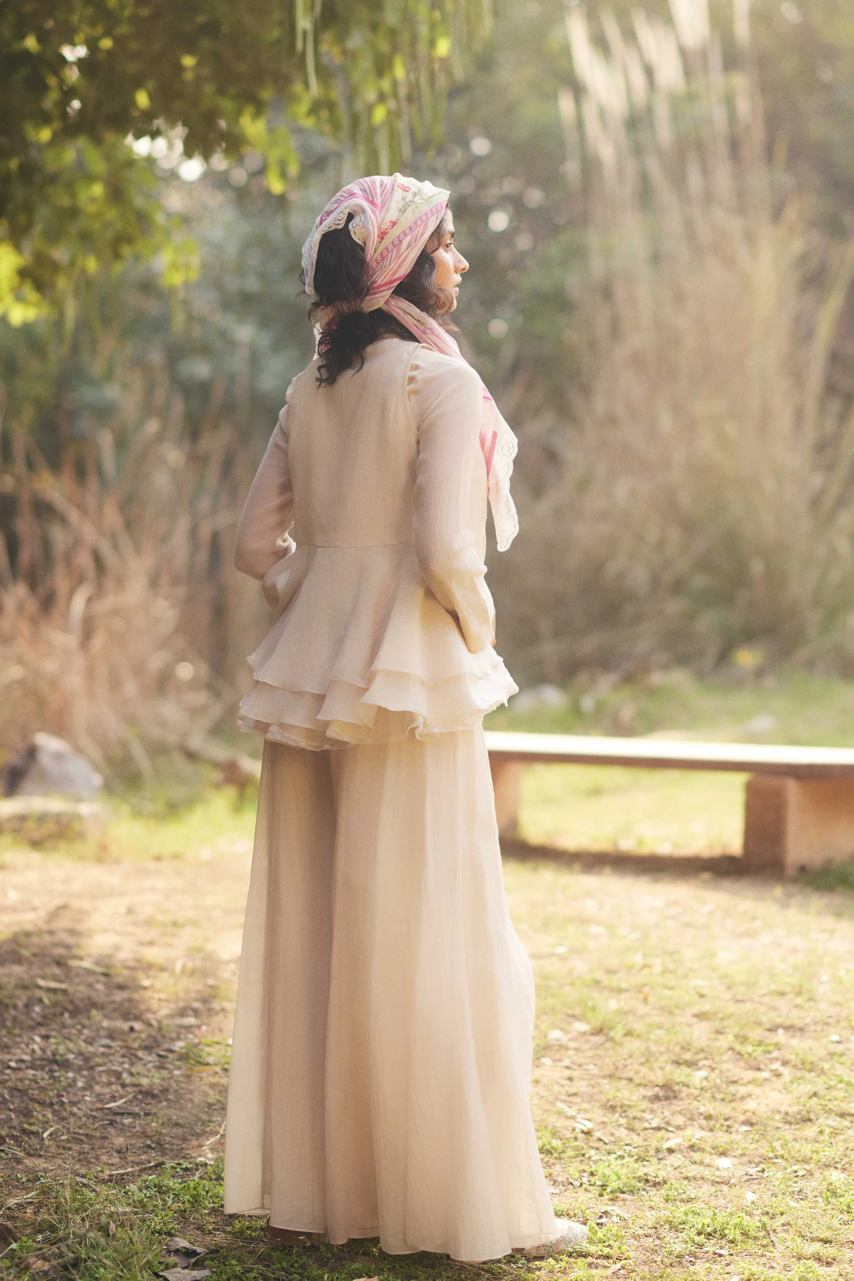 Ivory Layered Peplum Set