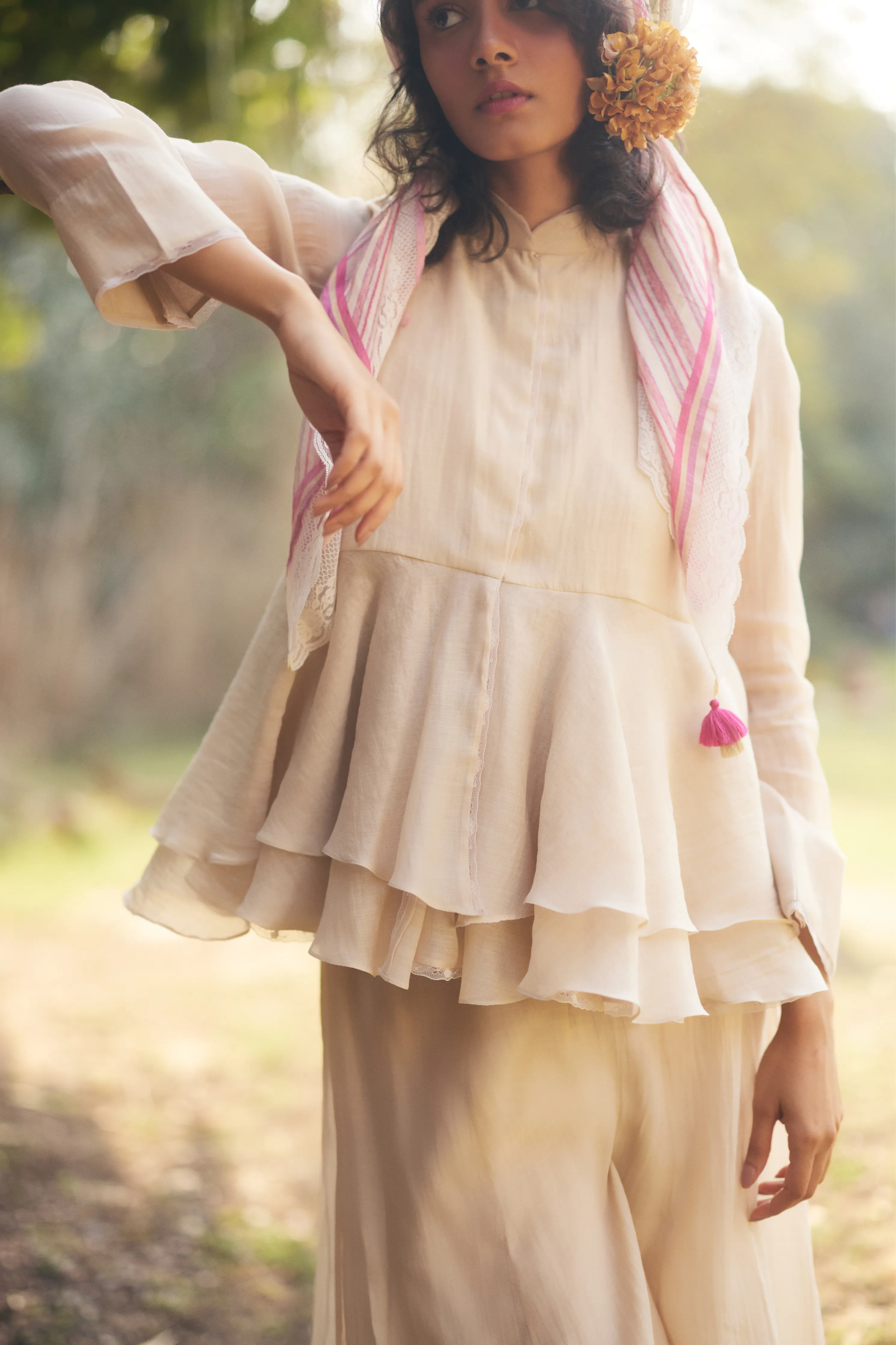 Ivory Layered Peplum Set