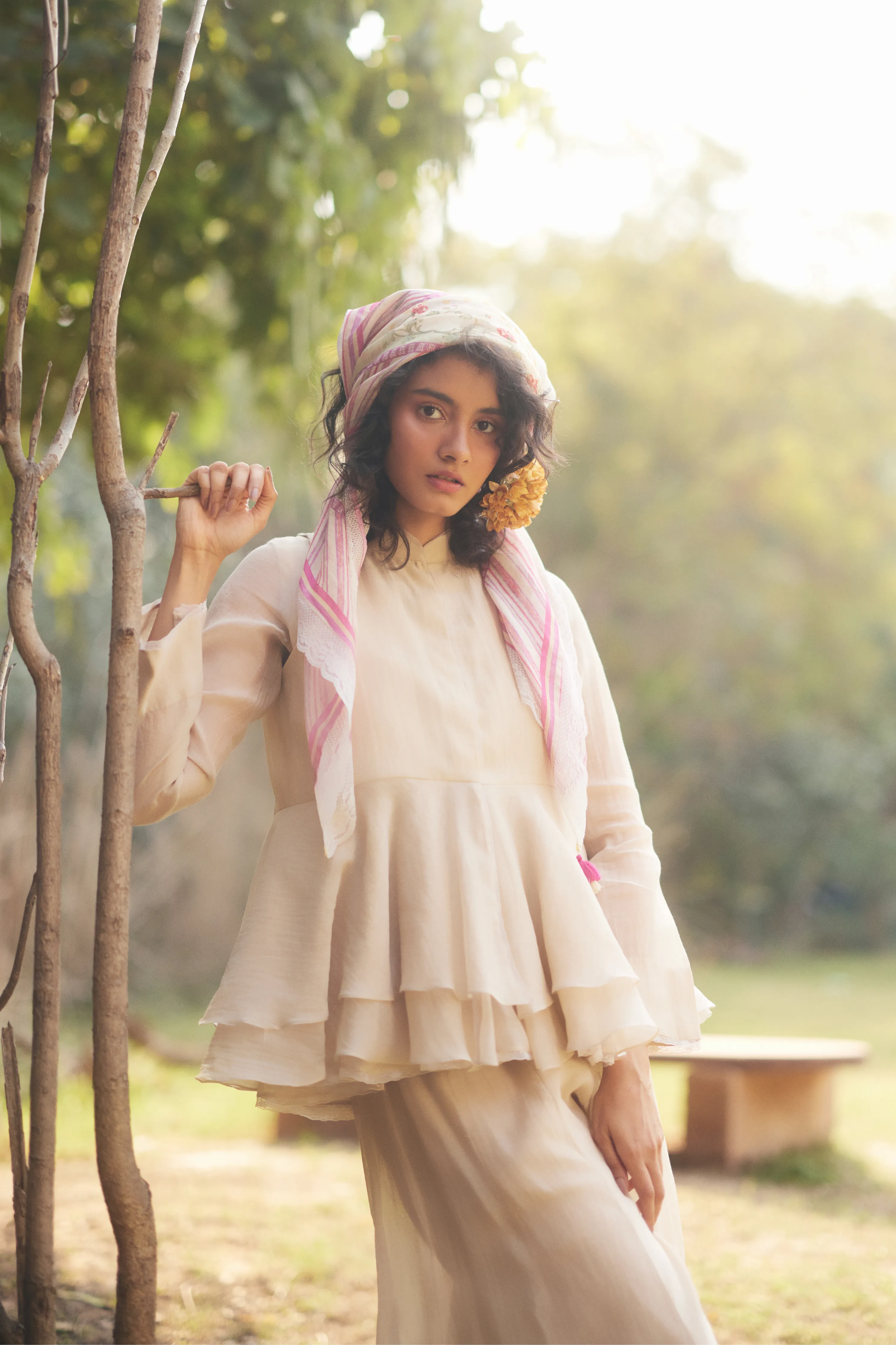 Ivory Layered Peplum Set