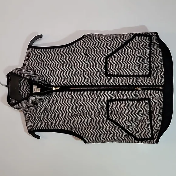 J Crew Quilted Puffer Herringbone Vest Black Size S