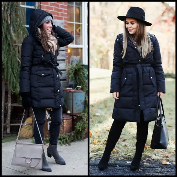 J. Crew Wintress Belted Puffer Coat in Black Blogger Favorite *Missing Belt*