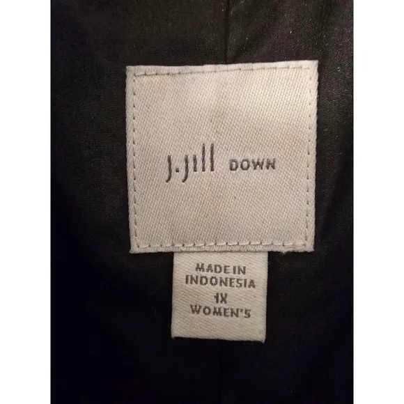 J. Jill Women's Vest Size 1X Black Floral Print Puffer, Down