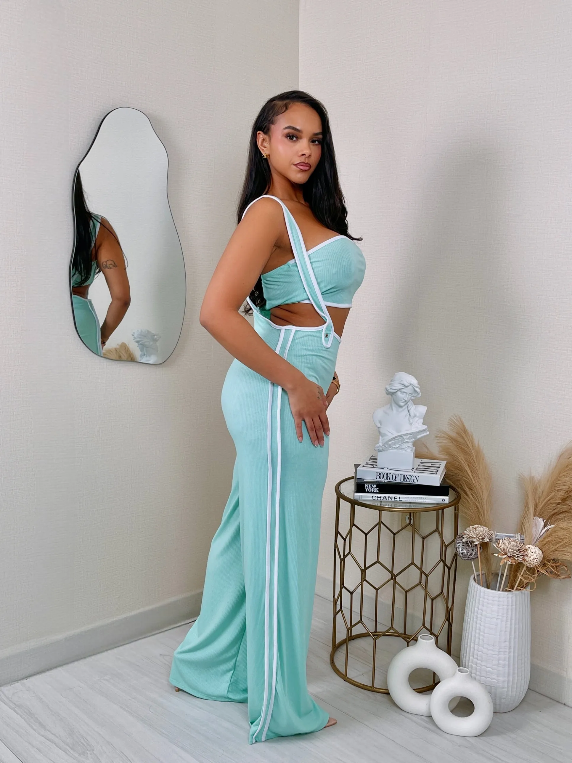 J017SETH - TUBE CROP TOP & JUMPSUIT SET