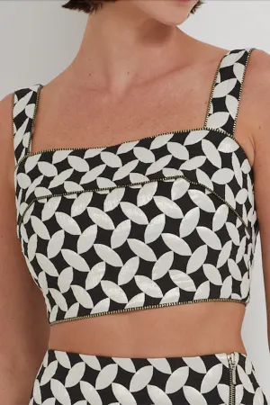 Jacquard Cropped Top in Black White