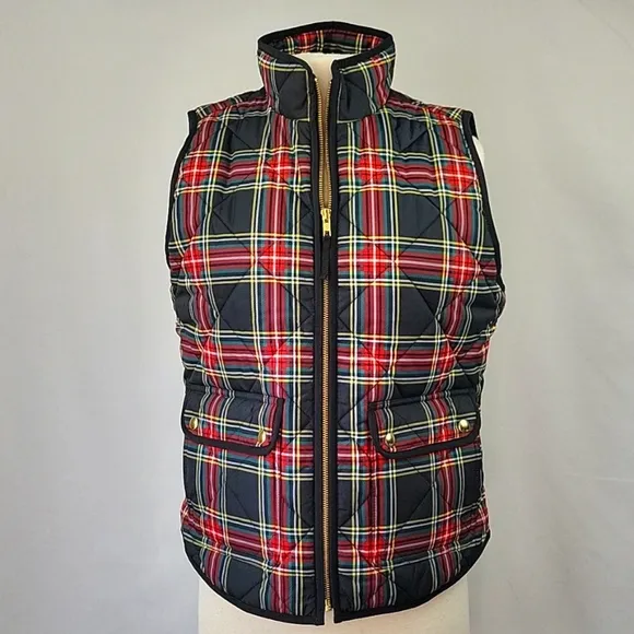 J.Crew Factory Black/ Tartan Plaid Vest Size Medium