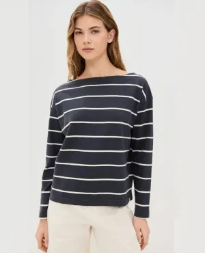 Jersey Boatneck Top Osprey Stripe