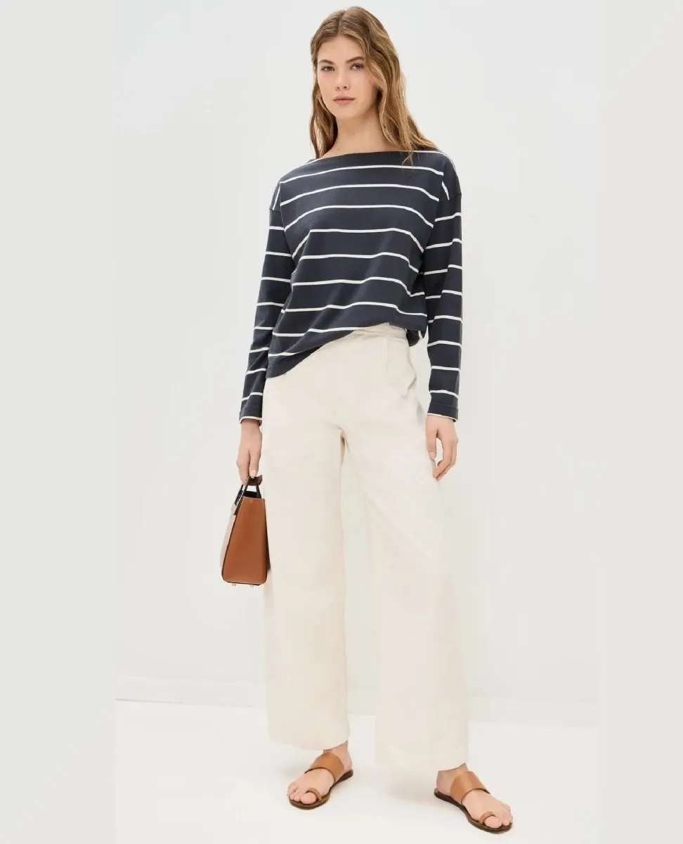 Jersey Boatneck Top Osprey Stripe