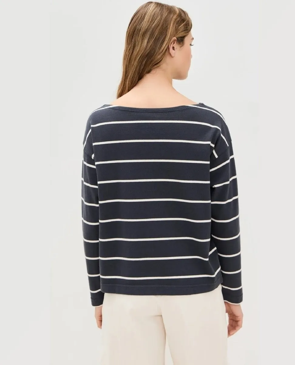 Jersey Boatneck Top Osprey Stripe