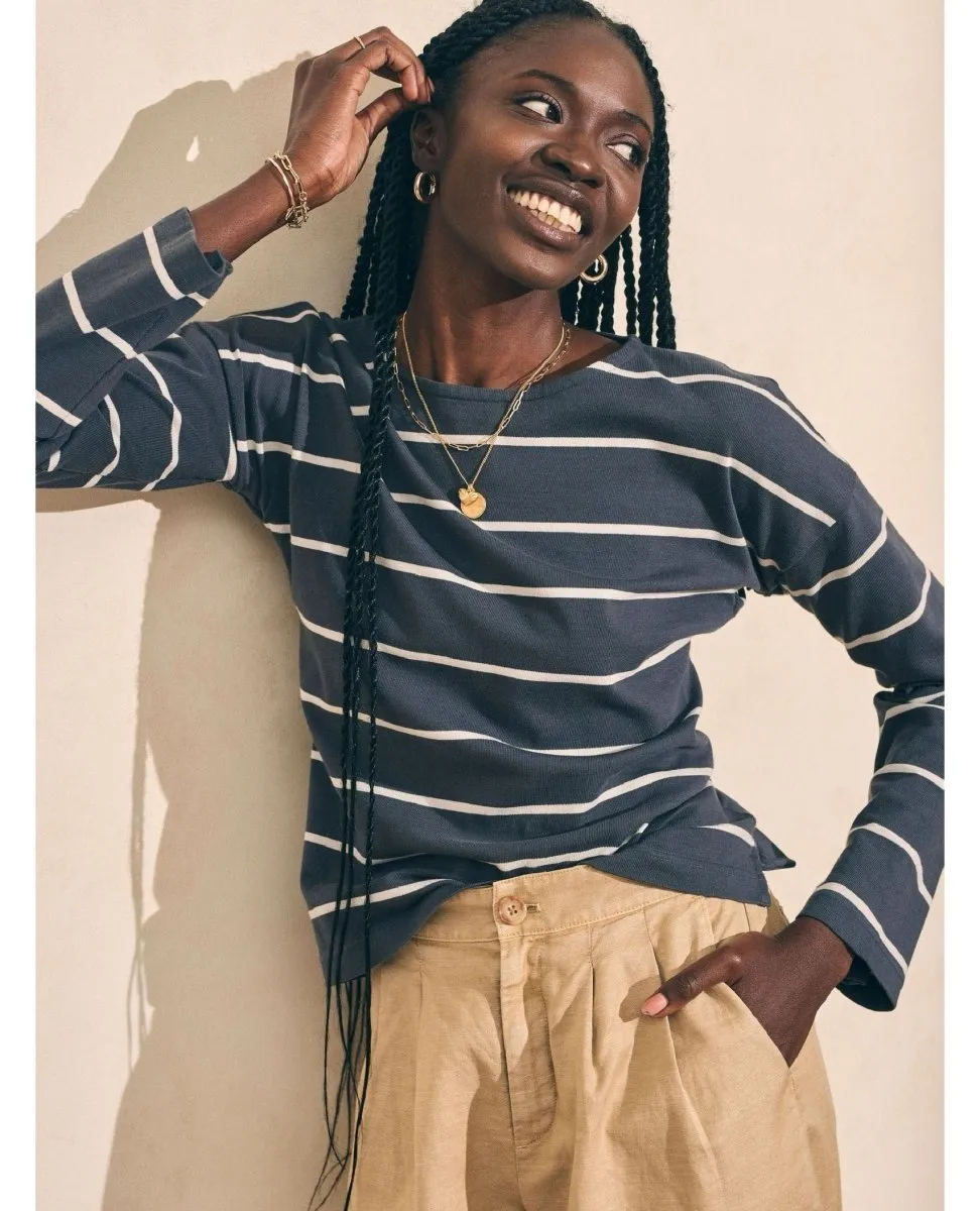 Jersey Boatneck Top Osprey Stripe