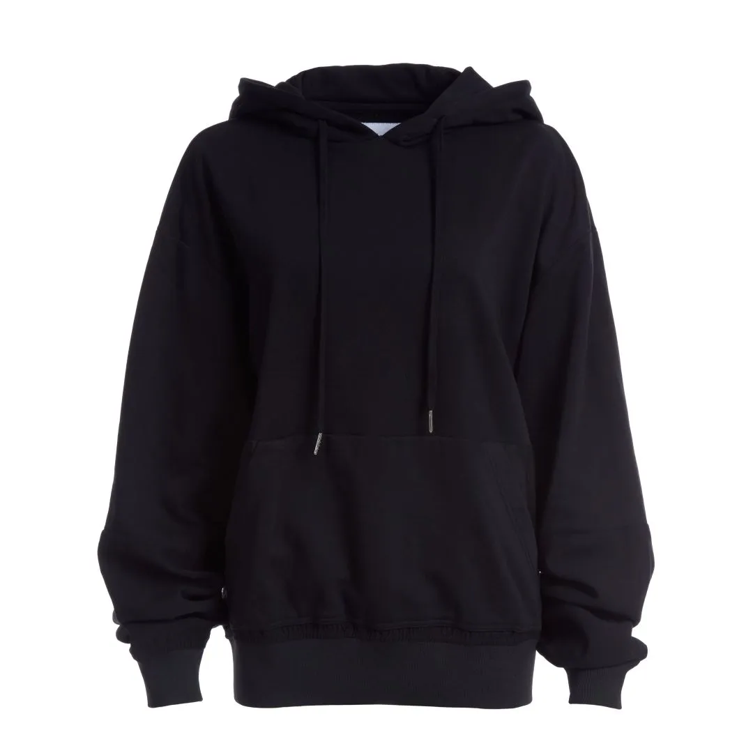JULIAN MIXED MEDIA PULLOVER HOODIE BLACK