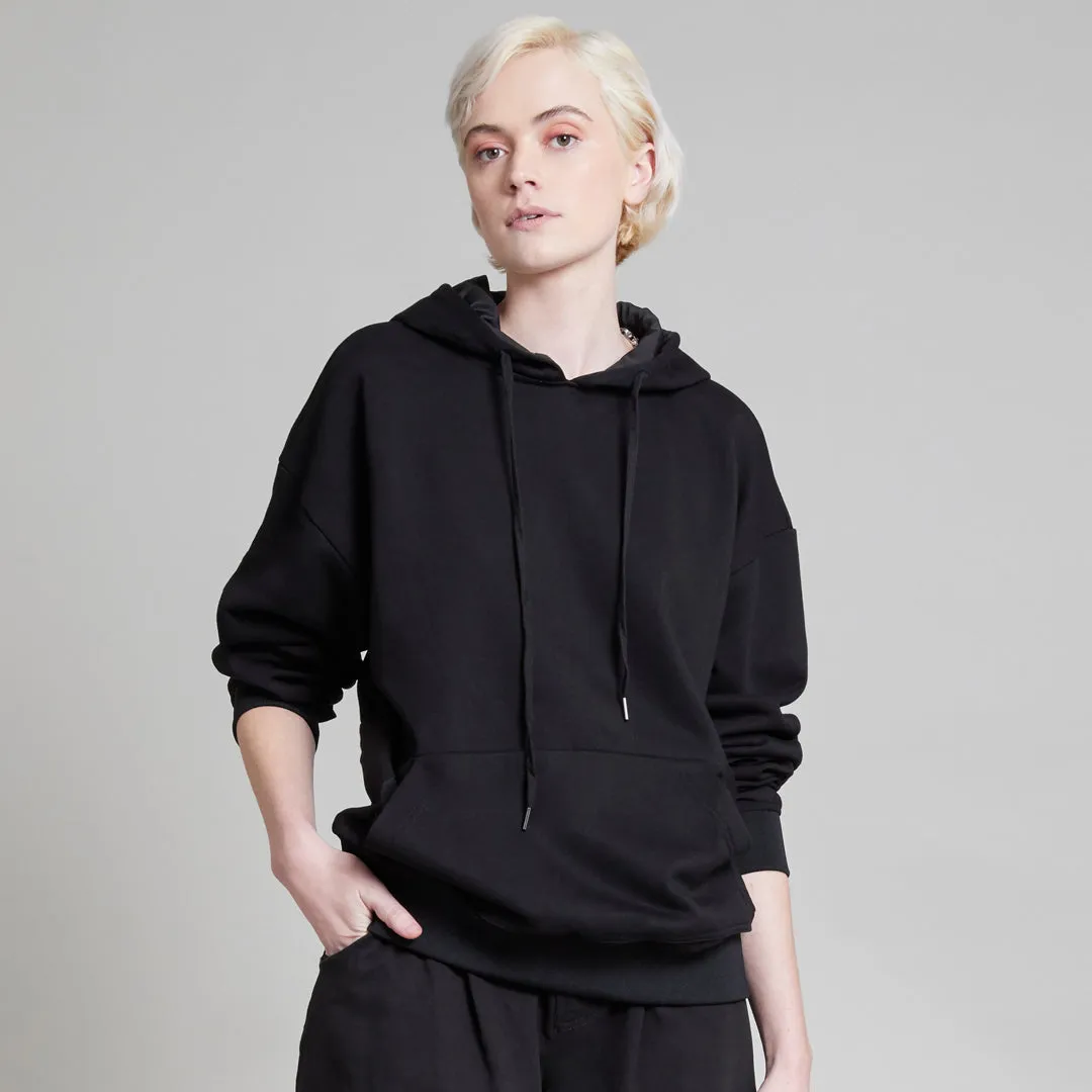 JULIAN MIXED MEDIA PULLOVER HOODIE BLACK