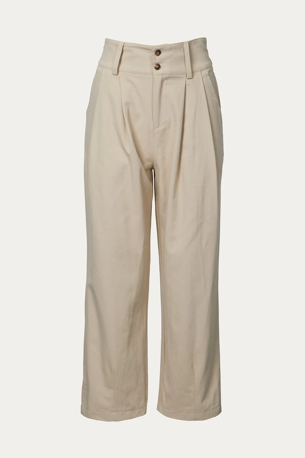 KATE STRAIGHT-LEG PLEATED PANTS