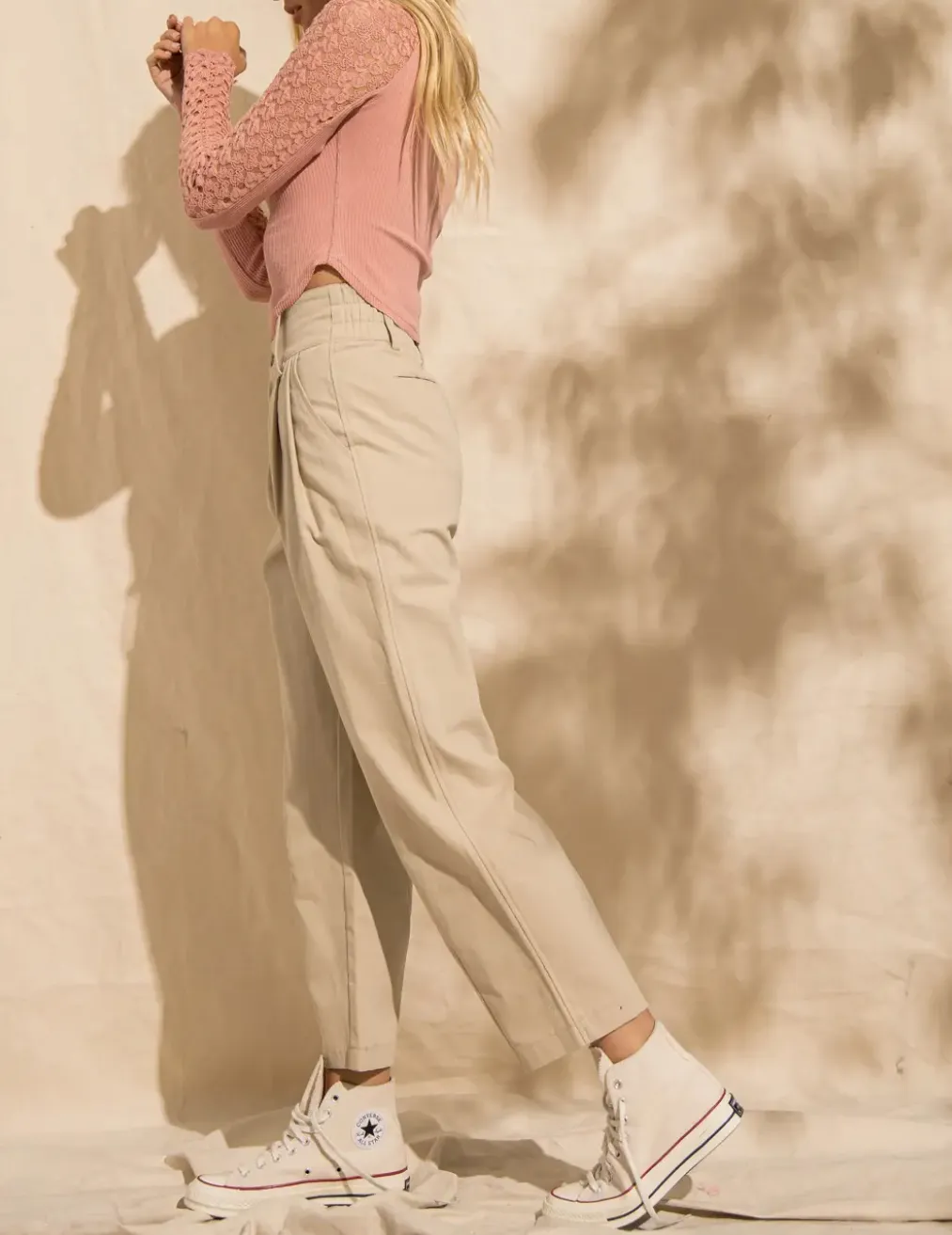 KATE STRAIGHT-LEG PLEATED PANTS