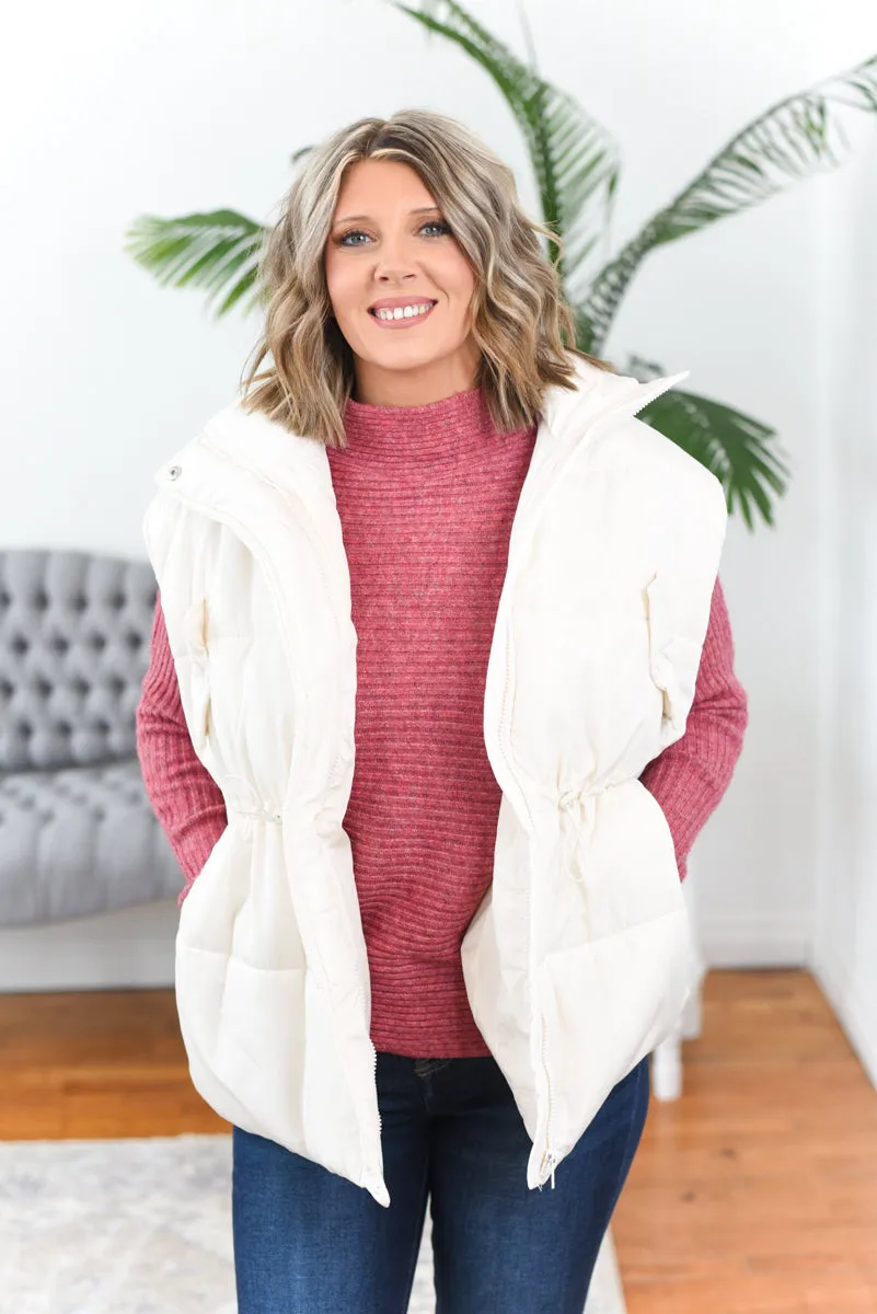 Kathryn Oversized Drawstring Puffer Vest FINAL SALE
