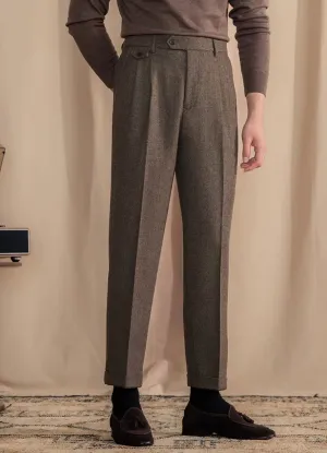 Khakhi Elegant Herringbone Gurkha Pants by Italian Vega®