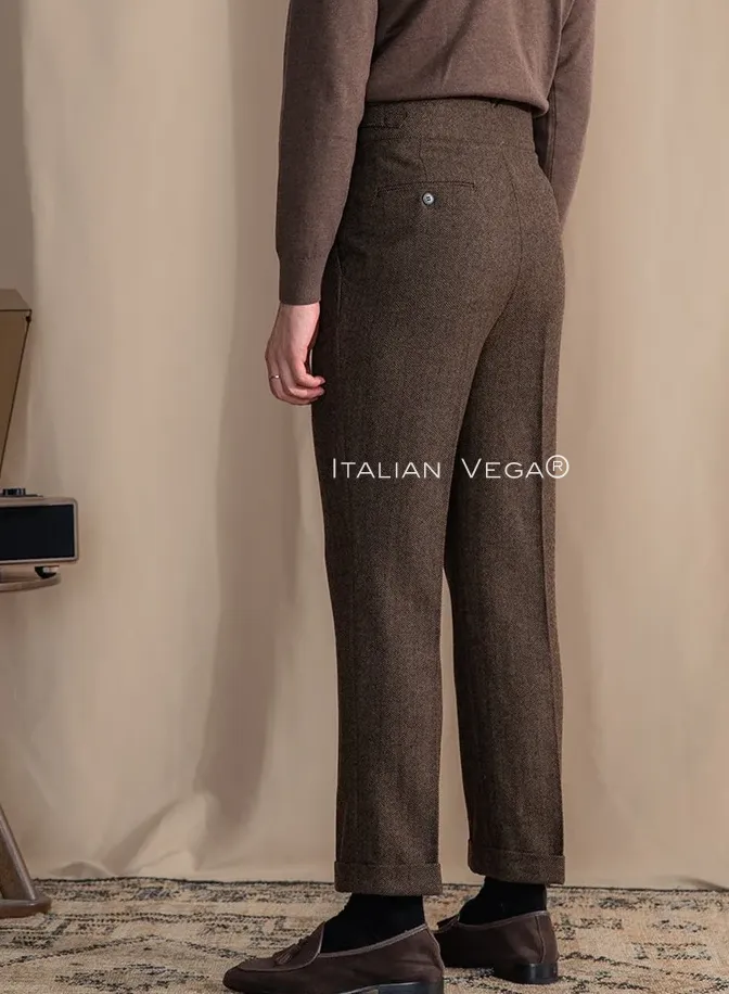 Khakhi Exotic Herringbone Gurkha Pants by Italian Vega®