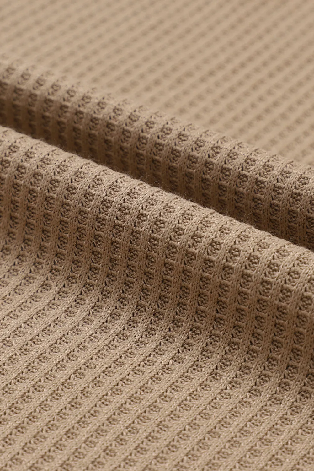 Khaki Waffled Expose Seam Drawstring Hoodie