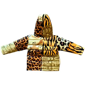 Kids Colorblocked Leopard Puffer