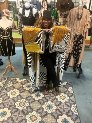 Kimono with gold and zebra print