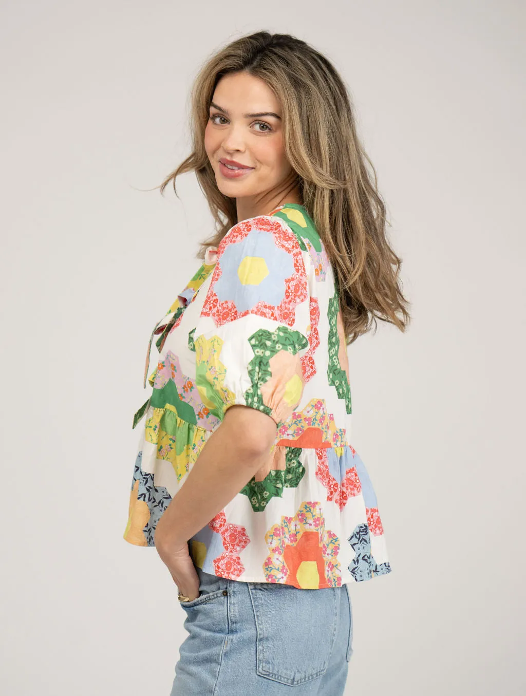 Kit Made Top | White Grandmother's Garden