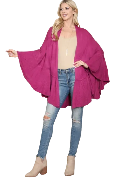 Knit Ruffled Solid Color Kimono Mauve - Pack of 6