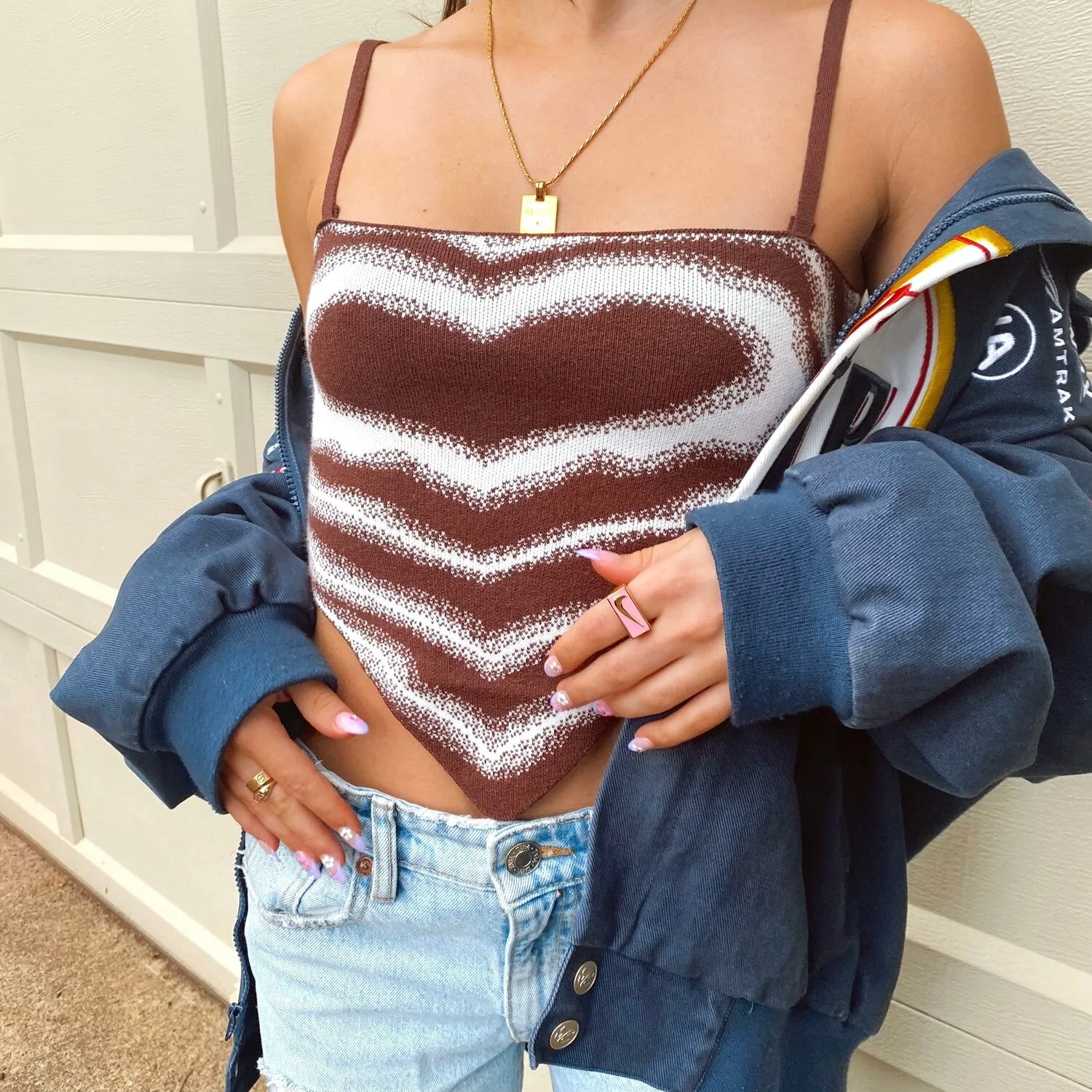 Knit Valentine Crop Brown