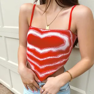 Knit Valentine Crop Red