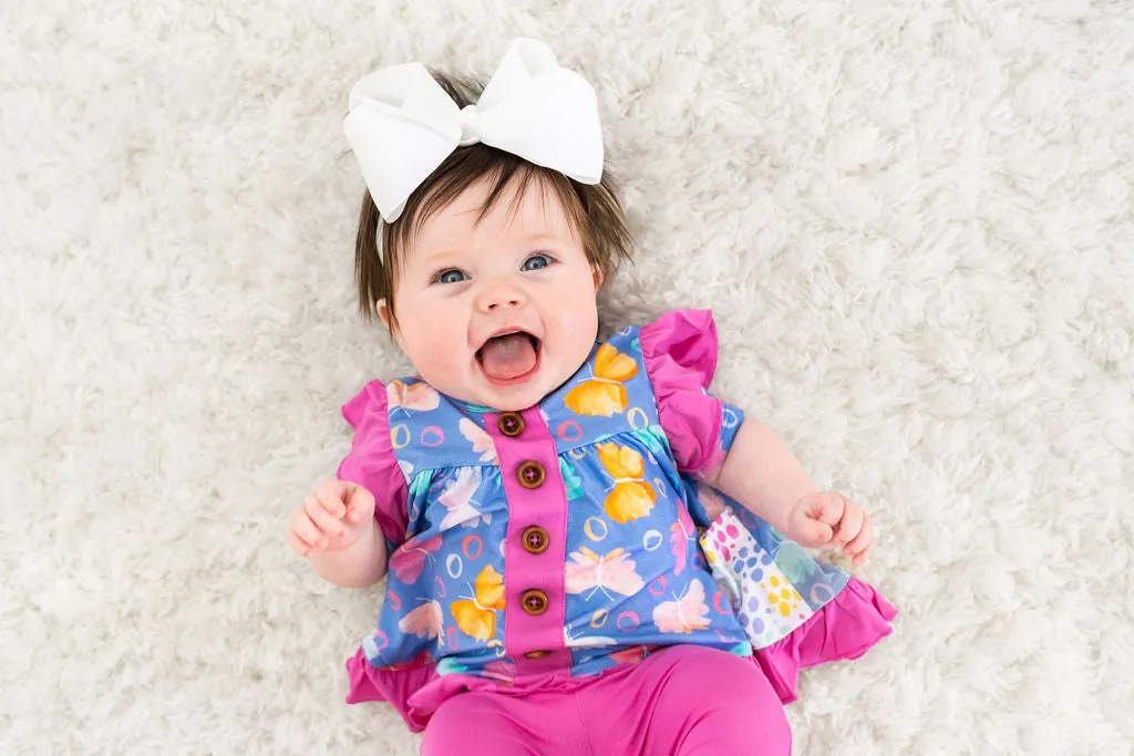 Korrie Butterflies Bamboo Short Sleeve Peplum   Legging Set