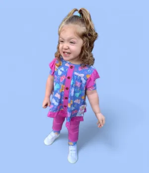 Korrie Butterflies Bamboo Short Sleeve Peplum   Legging Set
