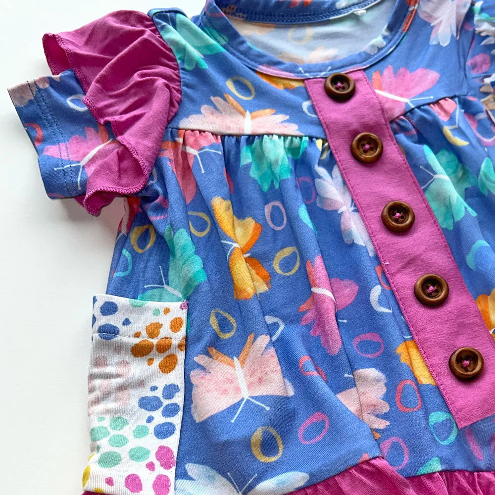 Korrie Butterflies Bamboo Short Sleeve Peplum   Legging Set