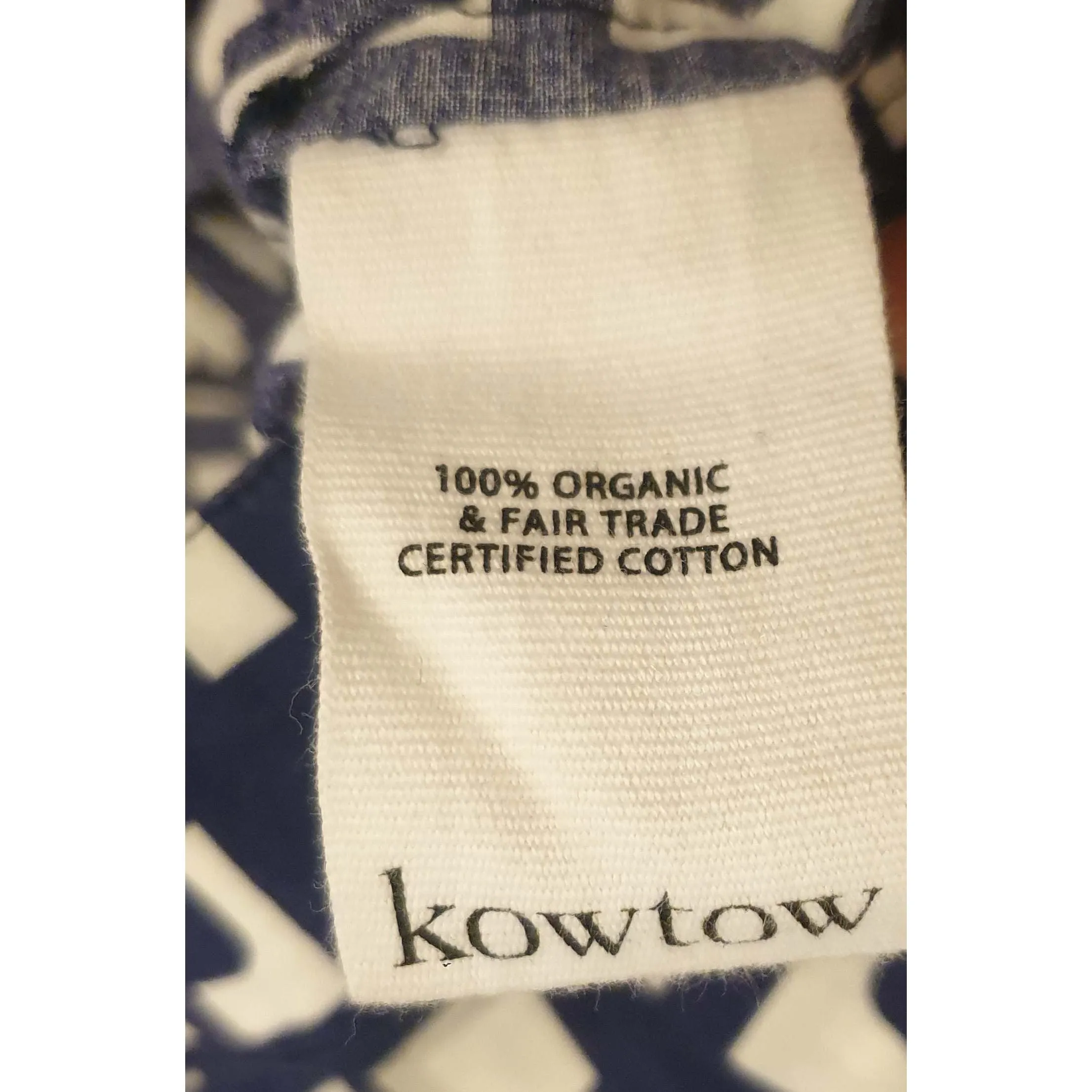 Kowtow preloved navy and white print cotton straight leg pants size XS (best fits size 8)