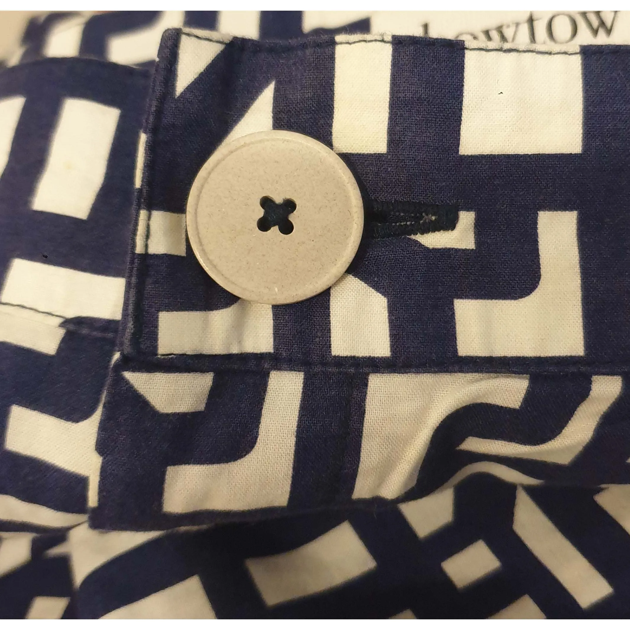 Kowtow preloved navy and white print cotton straight leg pants size XS (best fits size 8)