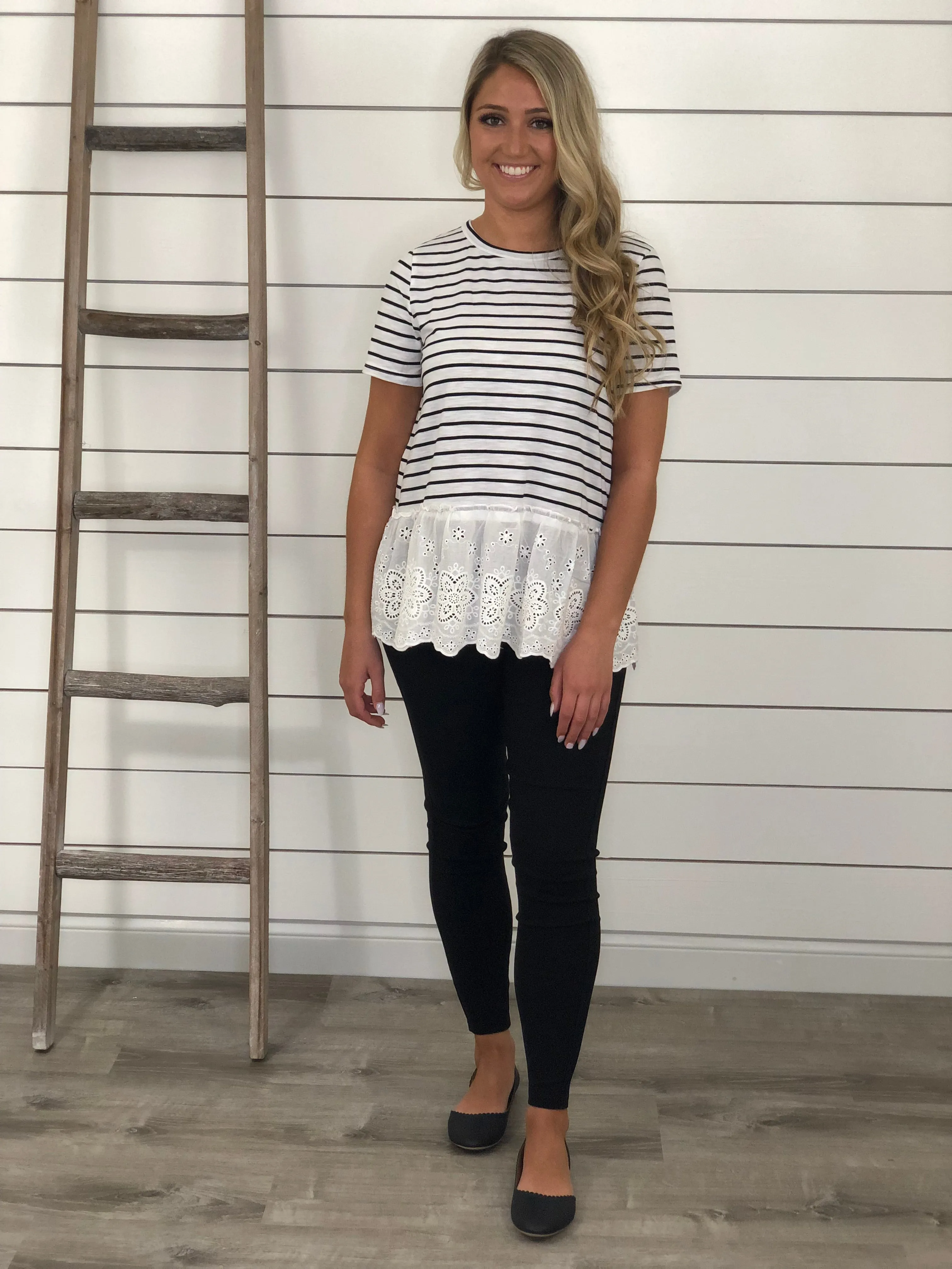 Lace Up Back Peplum Top
