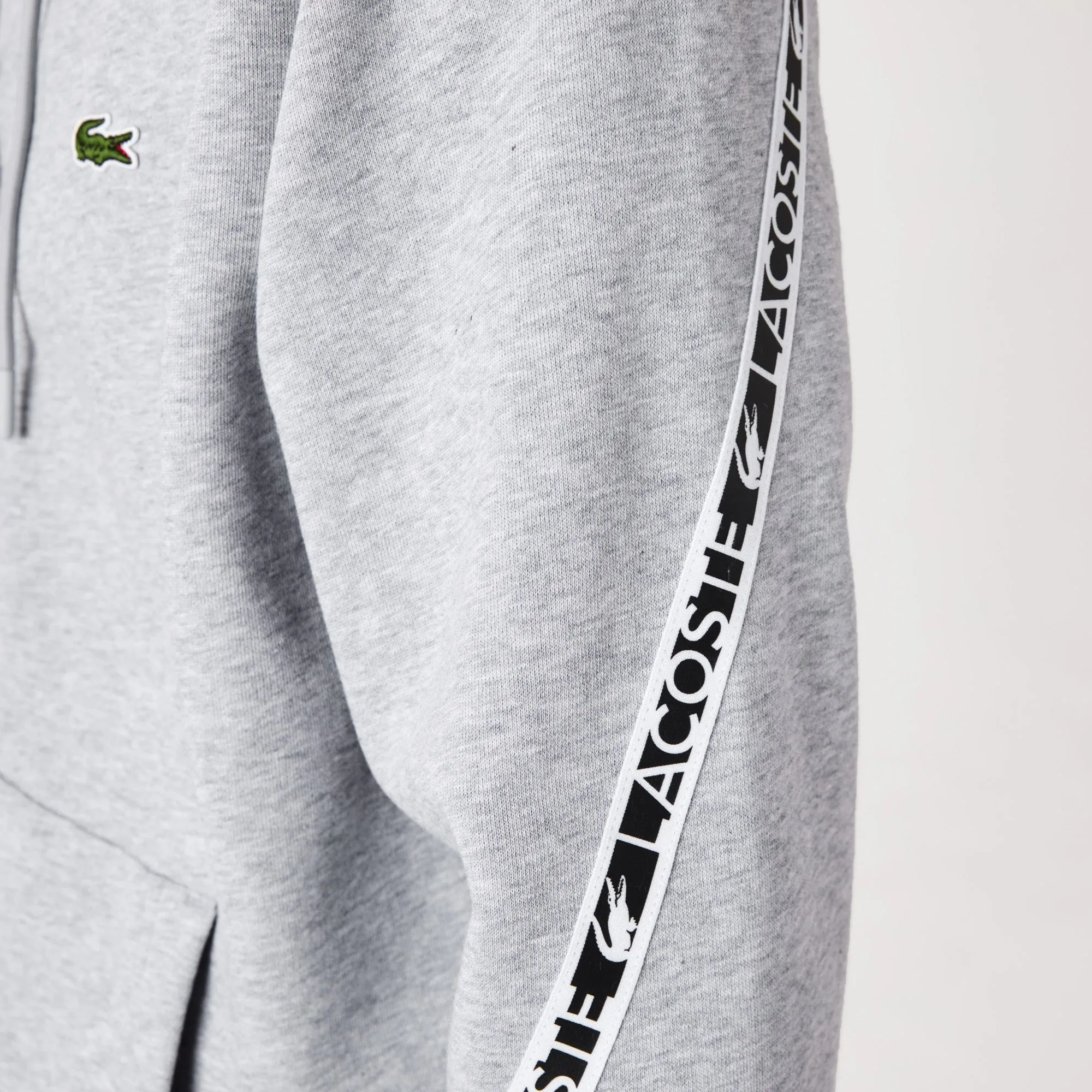 Lacoste SH9885 Taped Zip Hoodie Sweat CCA Grey Chine