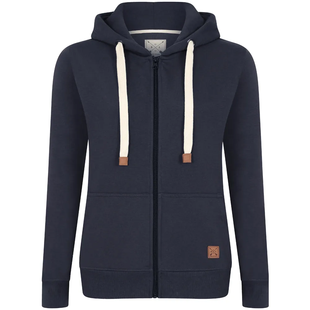 Ladies Fleece Lined Full Zip Hoodie - Black