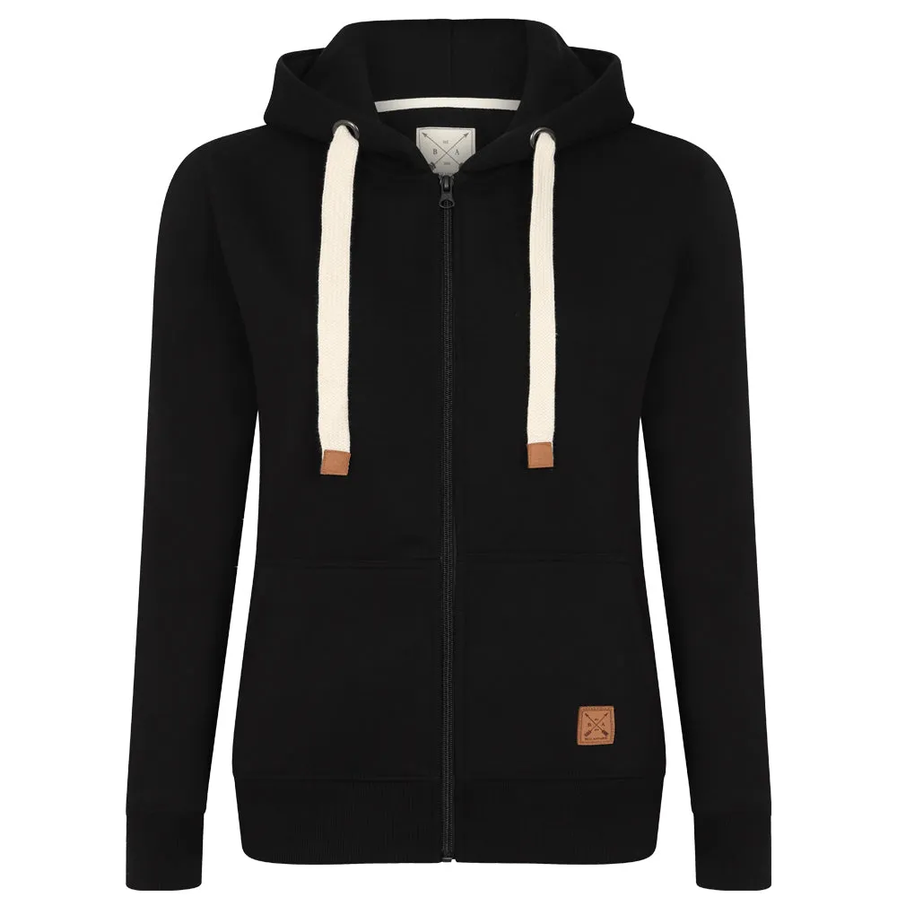 Ladies Fleece Lined Full Zip Hoodie - Black