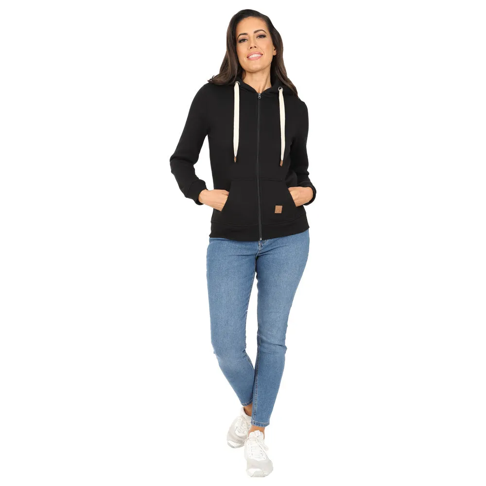 Ladies Fleece Lined Full Zip Hoodie - Black