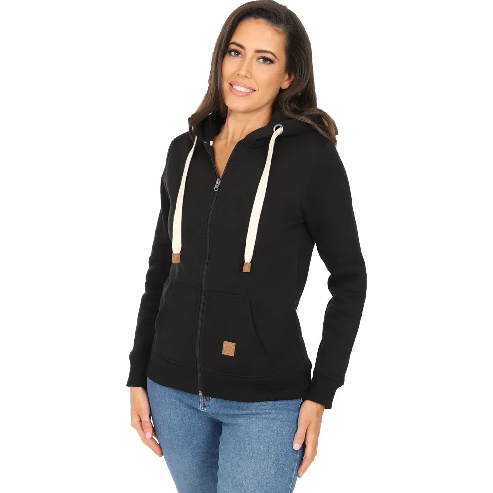 Ladies Fleece Lined Full Zip Hoodie - Black