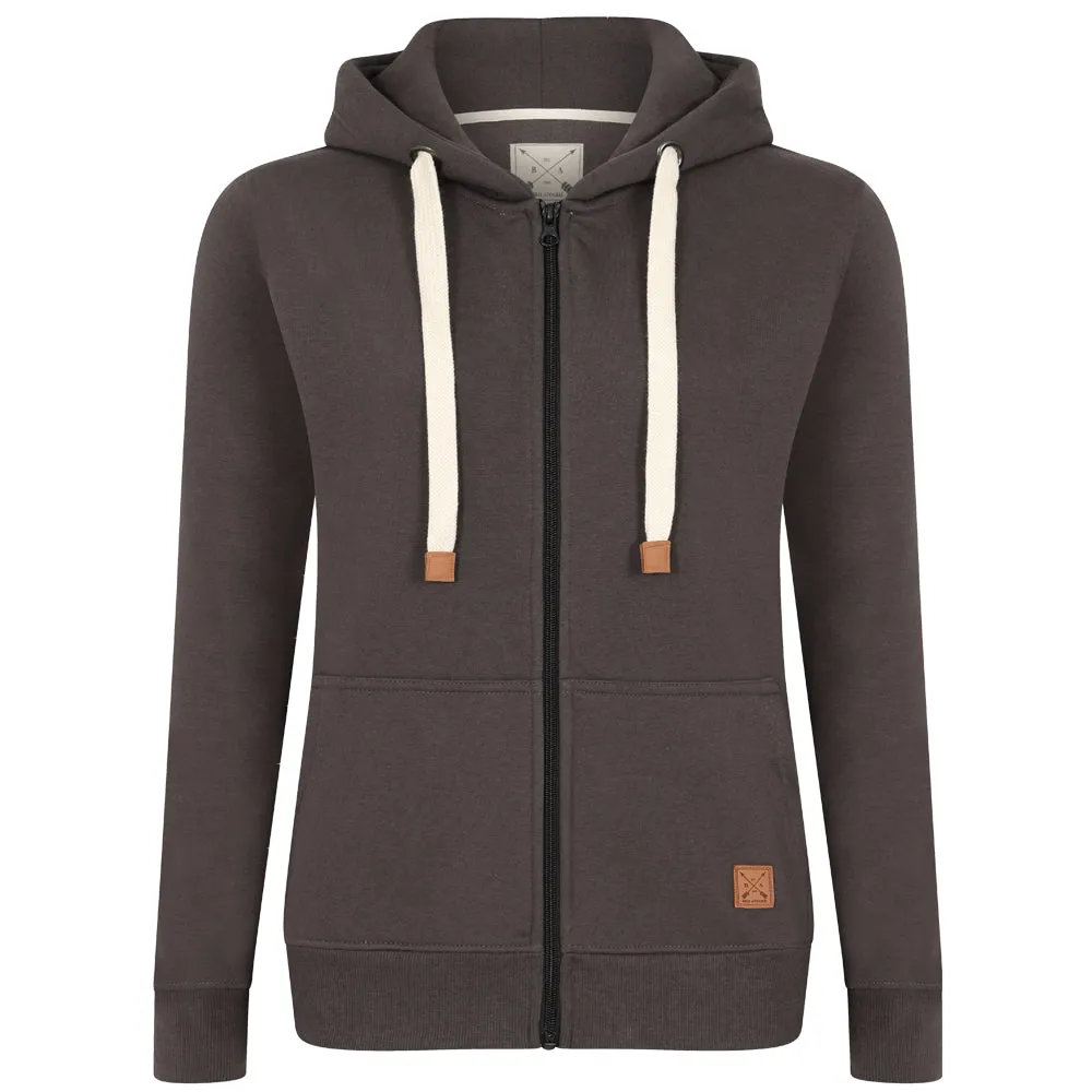 Ladies Fleece Lined Full Zip Hoodie - Black