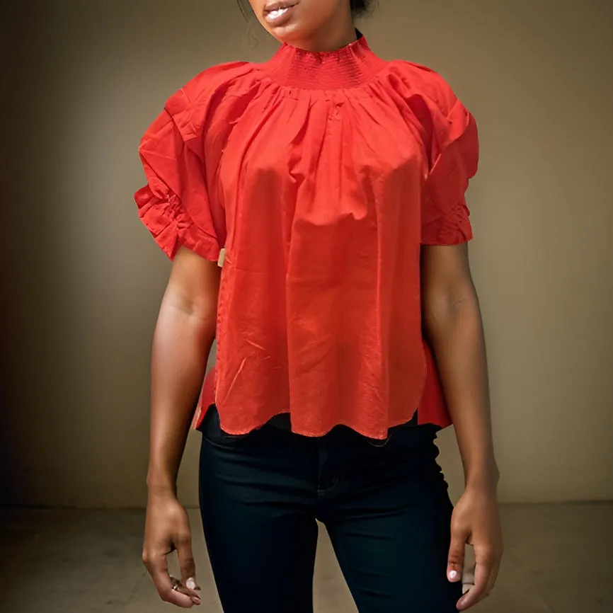 Ladies Off The Shoulder Top Ruffled Sleeve Blouse