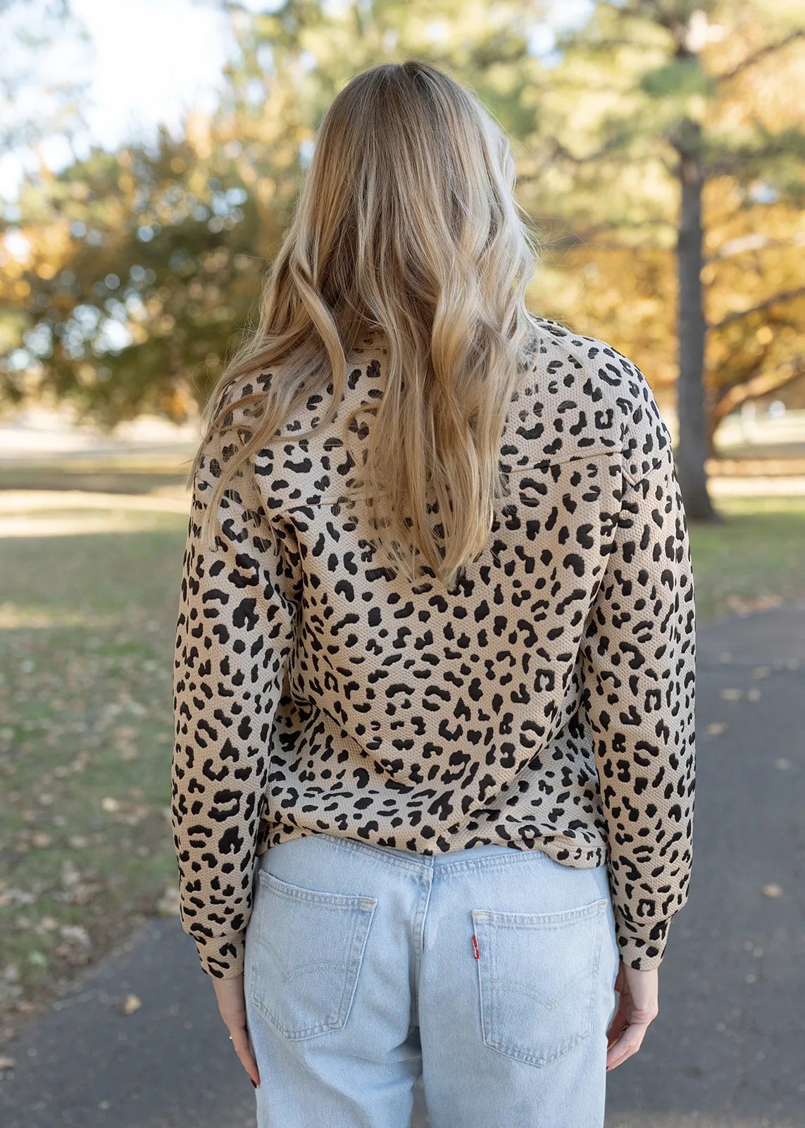 Landon Taupe Leopard Quarter Zip Pullover