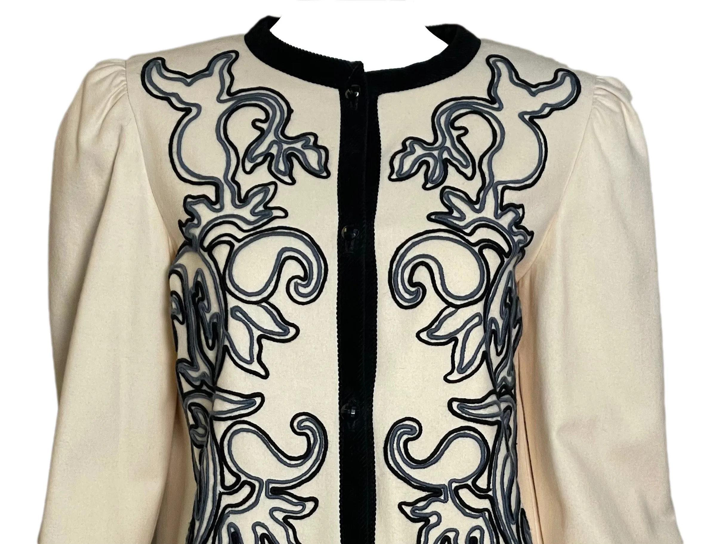 Lanvin Couture 80s Ivory Wool Jacket with Soutache