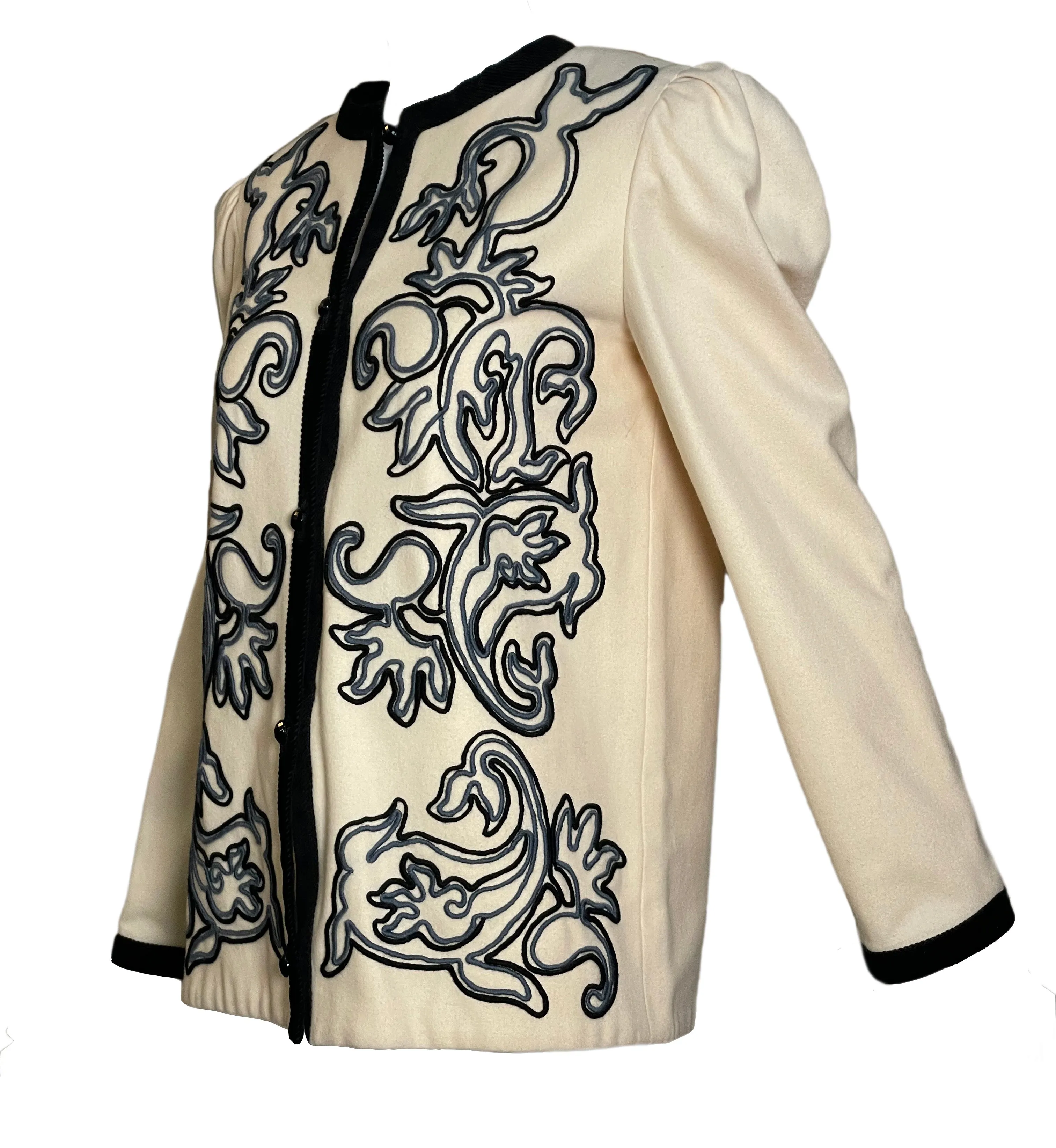 Lanvin Couture 80s Ivory Wool Jacket with Soutache