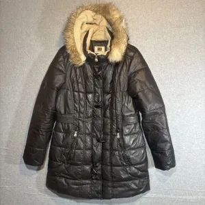 Laundry By Design Jacket/Coat Black Removable Hood Puffer Size XL